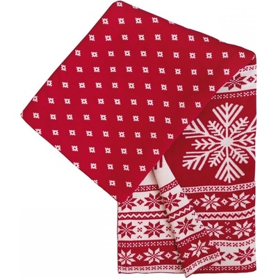 SCANquilt Deka pletená Design vločky červená biela 130x190