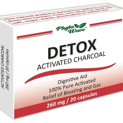 Phyto Wave Детокс активен въглен, 260 mg, 20 капсули (70001 PW)