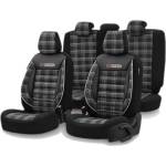  Комплект Луксозна Тапицерия OTOM текстил с еко кожа GTI SPORTS Design - Черна с бял шев, за Предни и Задни Седалки