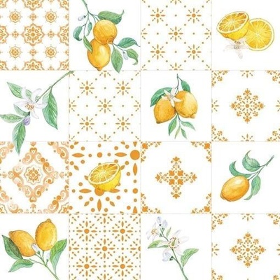 Obrus PVC 3581539, metráž, 20 m x 140 cm, kachličky s ornamentami a citrónmi, IMPOL TRADE
