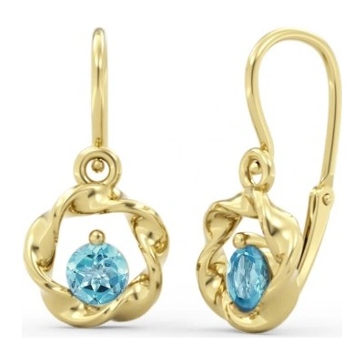 Couple dětské náušnice Veny žluté zlato s modrými zirkony 6630689-0-0-26