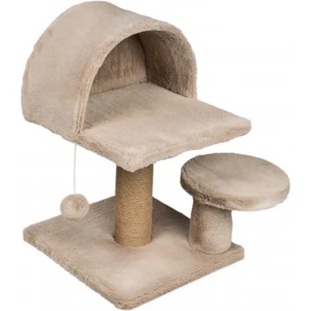 Image 1 of DUBEX Драскалка за котка, два стълба, площадка за лягане със свод, и топче 50 х 50 х 55 см, БЕЖОВО - dubex Турция 51533/tvr40-10
