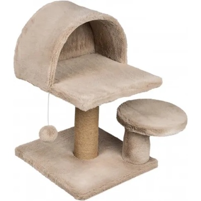 DUBEX Драскалка за котка, два стълба, площадка за лягане със свод, и топче 50 х 50 х 55 см, БЕЖОВО - dubex Турция 51533/tvr40-10