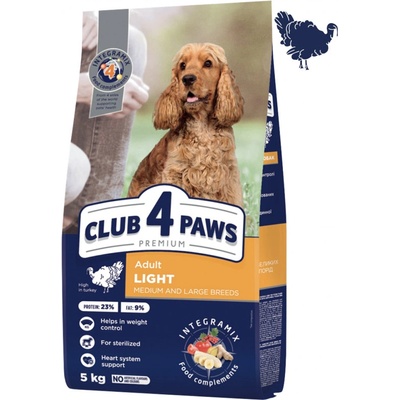 Club4Paws Premium LIGHT pre sterilizovaných psov stredných a veľkýh plemien Morka 5 kg