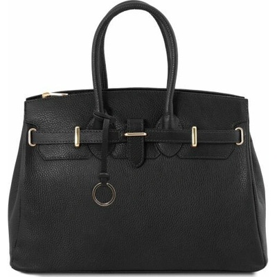 Tuscany Leather kožená kabelka so zlatým kovaním TL Bag Čierna
