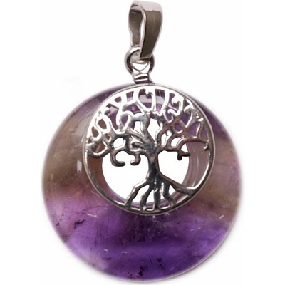 Nefertitis Ametyst kruh přívěsek se Stromem života NF27572