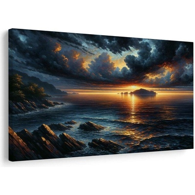 Obraz dramatický západ slunce nad mořem - 90x60