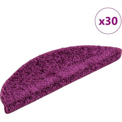 vidaXL Schodové rohože 30 ks 56 x 17 x 3 cm fialové půlkulaté