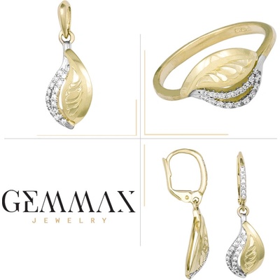 Gemmax Jewelry Souprava zlatých šperků se zirkony náušnice prsten a přívěsek GLSCB-09951-09961-09971