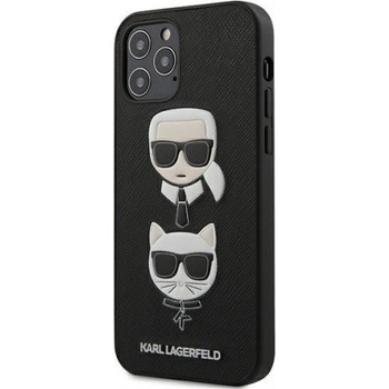 Apple Предпазен калъф кейс KARL LAGERFELD за iPhone 12/12 Pro Max Saffiano Ikonik Karl & Choupette Head, черен