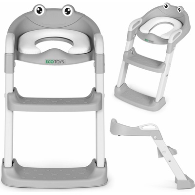EcoToys záchodové sedadlo so schodíkmi a rebríkom sivá