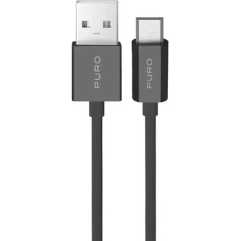 PURO 12W TPE USB-A - microUSB 2m кабел - черен (PUCM12W2MTBLK)