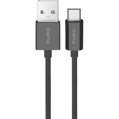 PURO 12W TPE USB-A - microUSB 2m кабел - черен (PUCM12W2MTBLK)