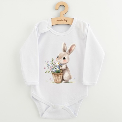 Detské body s potlačou New Baby Králiček s kvetinkami