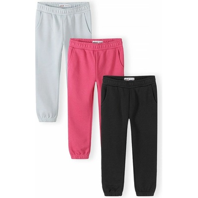 Minoti Dievčenské tepláky s elastickým pásom a sťahovacou šnúrkou 3pack 30FLEECE153