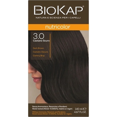 Biokap Nutricolor barva na vlasy 3.0 tmavě hnědá 140 ml