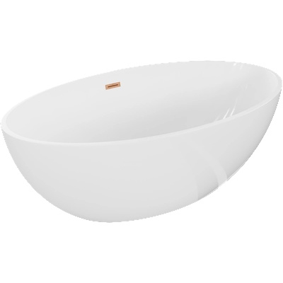 Mexen Nike свободностояща вана 175 x 100 см, бяла, преливна четкана мед - 54071751000-65 (54071751000-65)