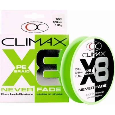 CLIMAX - Pletená šnúra Never Fade 8x Pe-Braid Green 0,10 mm 6,7 kg 135 m