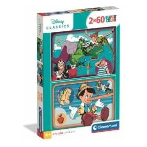 Clementoni -CLE puzzle 2x60 SuperKolor Disney Classic 24823