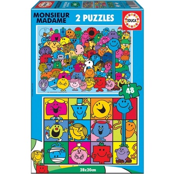 Educa Пъзел 2 в 1 Educa, Мосю Мадам, 2 х 48 части (EDU19402)