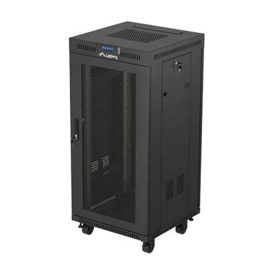 Lanberg Комуникационен шкаф, Lanberg Rack Cabinet 19" Free-Standing 24U/600X600 (FlAT Pack) With Mesh Door LCD Black V2 (FF01-6624-23BL)