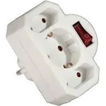 Hama Разклонител hama-108846 с 3 гнезда -бял с ключ- адаптер (hama-108846)