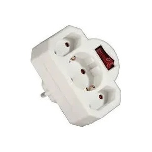 Hama Разклонител hama-108846 с 3 гнезда -бял с ключ- адаптер (hama-108846)