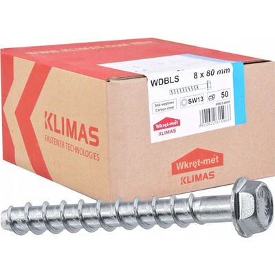 KLIMAS Skrutka do betónu s 6HR hlavou a vlisovanou podložkou 8x80mm (50 ks) WDBLS-08080