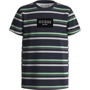 GUESS Тениска с къс ръкав за момче в тъмно синьо и зелено райе Guess