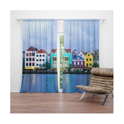 Sablio Závěsy Domky u moře: 2 ks - 140x250 cm - Sablio