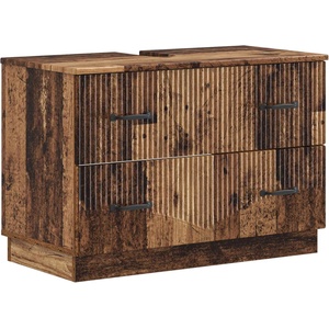 vidaXL Шкаф за мивка в баня HOORN Старо дърво 82 x 41 x 56 см (897243)