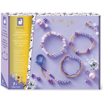 Janod Atelier Комплект за изработка на бижута Гривни Попстар 3 бр. и аксесоар от 7 години