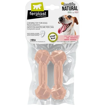 Ferplast GoodBite Natural Medium - Лакомство за кучета - кокал за дъвчене от царевично нишесте с вкус на шунка , 13, 5 x 4, 4 x h 2, 1 -2 х 70 гр