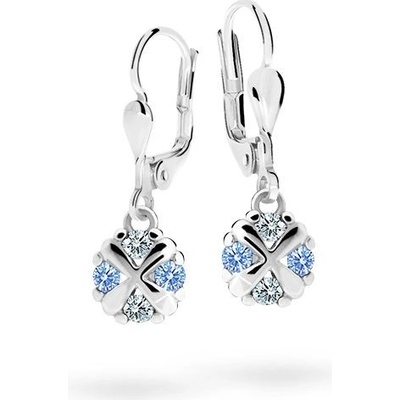 Danfil dětské náušnice C2153 z bílého zlata s kamínky Arctic Blue zapínání klapka