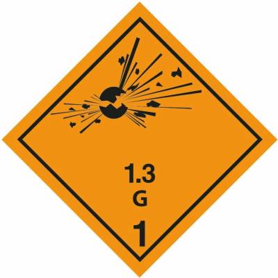 Reoamos Značka ADR č. 1.3G výbušné látky a předměty, magnetická fólie 1,5 mm (25 x 25 cm)