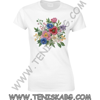 Fruit of the Loom Тениска - Принт бродерия цветя 1