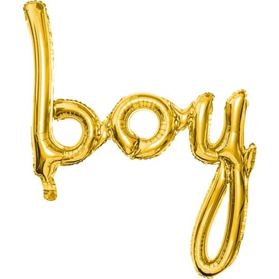 PartyDeco Fóliový balónkový nápis boy ZLATÝ 63x74 cm