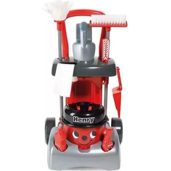 Casdon Луксозен комплект за почистване Henry с количка и 9 части - червен (67450)