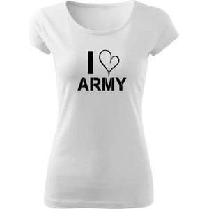 DRAGOWA дамска тениска, I Love Army, бяла, 150г/м2 (6484)