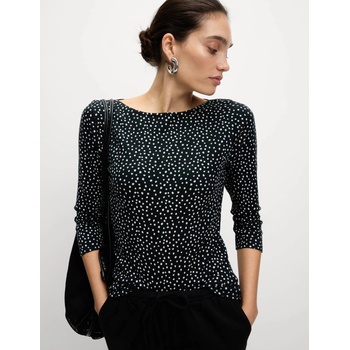 Marks & Spencer Топ от чист памук с лодкообразно деколте и принт, прилепнала кройка Marks & Spencer черен Marks & Spencer | Cheren | ЖЕНИ | 8