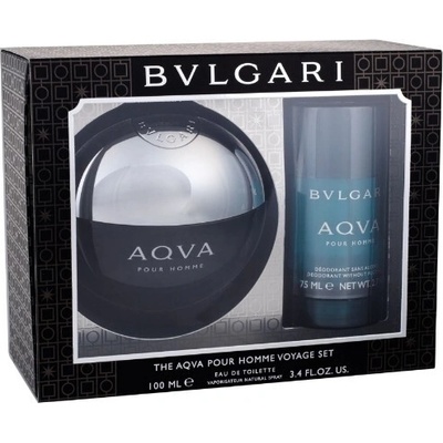 Bvlgari Aqva pour Homme Подаръчен комплект, Тоалетна вода 100ml + Део стик 75ml (Travel set), мъже