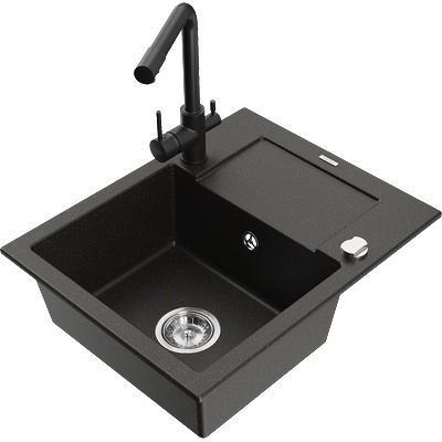 Mexen Enzo гранитна кухненска мивка с 1 корито, с отцедник и кухненски (6506-75-671600-70)