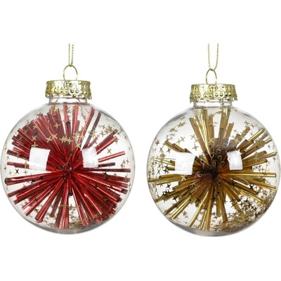 NENURODYTA_V Vánoční hračka na stromeček Decoris, průhledná/zlatá/červená, 8 cm