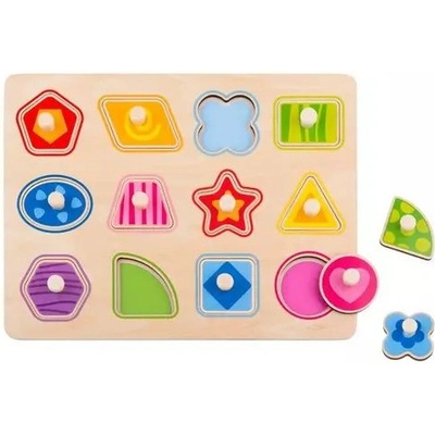 Tooky Toy Tooky Toy: Дървен пъзел с форми, 12 части - Фигури (TY853)