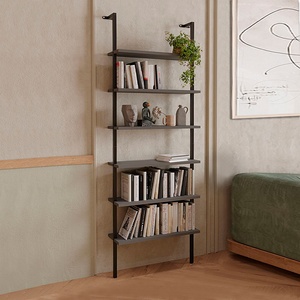 TopMebel Метална - меламинова стенна библиотека Madison TopMebel в черен - антрацит цвят 60x20x183cm