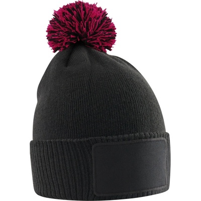 Beechfield Čepice s bambulí Snowstar B 443B dětská COT53443By2899-black/class černá/červená