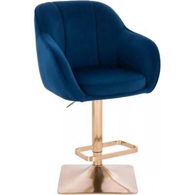 LuxuryForm Design Avola Velur na zlatej hranatej podstave modrá