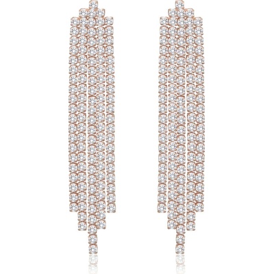 Minet JMAS0308RE00 - Luxusné strieborné náušnice v ružovom zlate s bielymi zirkónmi