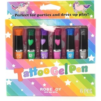 Robetoy Детски Комплект от гел химикалки и шаблони за блестящи татуировки
