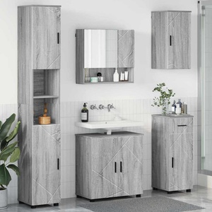 vidaXL Комплект мебели за баня 5 бр. Сив Сонома 61 x 35 x 64 см (3392999)